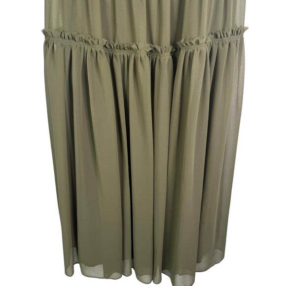 NWT Banana Republic Tigers Eye Green Strappy Midi Dress Size 10 Spaghetti Strap - Picture 8 of 15